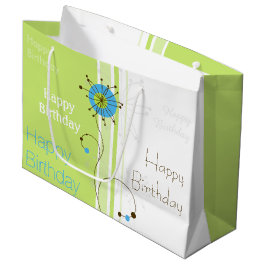 Happy Birthday Modern Simple Flower Green Groot Cadeauzakje