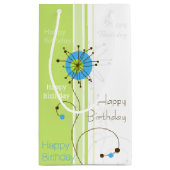 Happy Birthday Modern Simple Flower Green Klein Cadeauzakje (Achterkant)