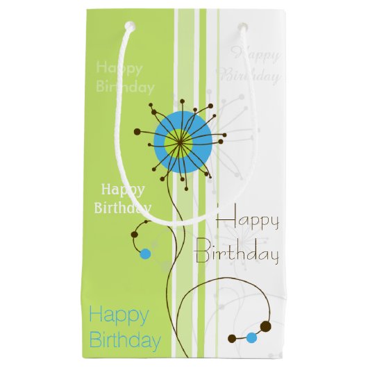 Happy Birthday Modern Simple Flower Green Klein Cadeauzakje (Voorkant)
