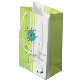 Happy Birthday Modern Simple Flower Green Klein Cadeauzakje (Achterkant Gekanteld)