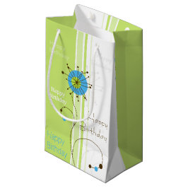 Happy Birthday Modern Simple Flower Green Klein Cadeauzakje