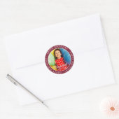 Happy Birthday Modern Simple Preppy Fun Foto Ronde Sticker (Envelop)