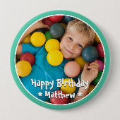 Happy Birthday Modern Simple Star Foto Ronde Button 4,0 Cm (Voorkant)