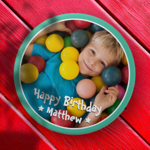 Happy Birthday Modern Simple Star Foto Ronde Button 4,0 Cm