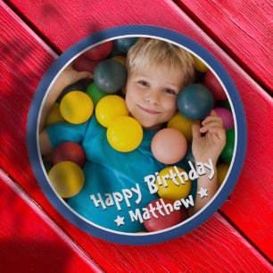 Happy Birthday Modern Simple Star Foto Ronde Button 4,0 Cm