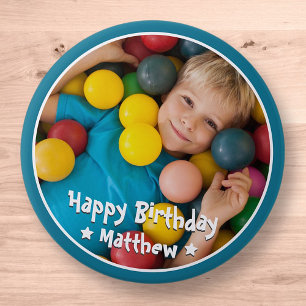 Happy Birthday Modern Simple Star Foto Ronde Button 4,0 Cm