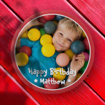 Happy Birthday Modern Simple Star Foto Ronde Button 4,0 Cm<br><div class="desc">Dit eenvoudige en moderne ontwerp is samengesteld uit serif typografie en voegt een douanefoto toe.</div>