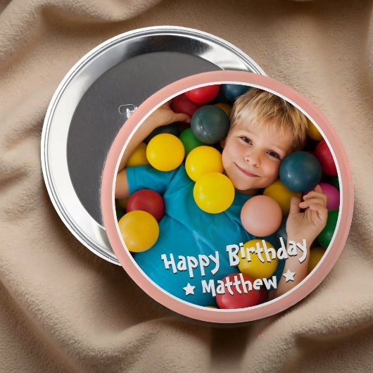 Happy Birthday Modern Simple Star Foto Ronde Button 4,0 Cm