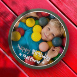 Happy Birthday Modern Simple Star Foto Ronde Button 4,0 Cm<br><div class="desc">Dit eenvoudige en moderne ontwerp is samengesteld uit serif typografie en voegt een douanefoto toe.</div>