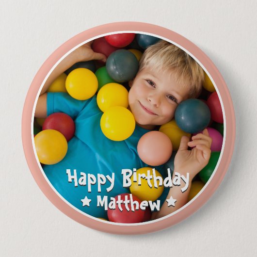 Happy Birthday Modern Simple Star Foto Ronde Button 4,0 Cm (Voorkant)