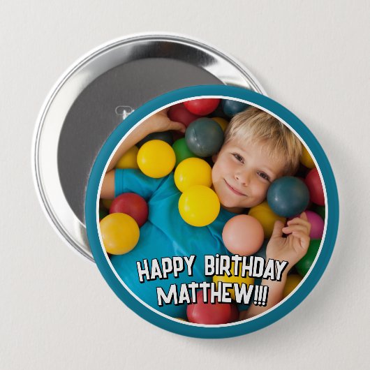 Happy Birthday Modern Simple Star Foto Ronde Button 4,0 Cm (Voorkant /achterkant)