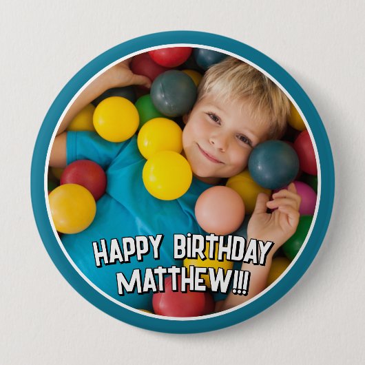 Happy Birthday Modern Simple Star Foto Ronde Button 4,0 Cm (Voorkant)