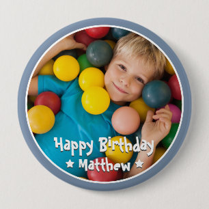 Happy Birthday Modern Simple Star Foto Ronde Button 4,0 Cm
