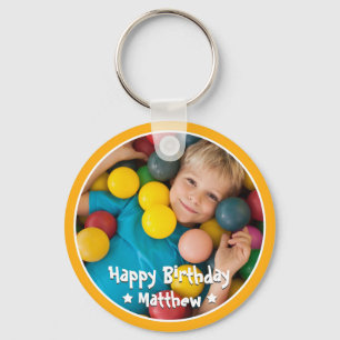 Happy Birthday Modern Simple Star Foto Sleutelhanger