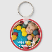 Happy Birthday Modern Simple Star Foto Sleutelhanger (Voorkant)