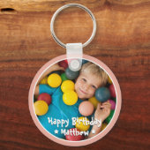 Happy Birthday Modern Simple Star Foto Sleutelhanger (Voorkant)