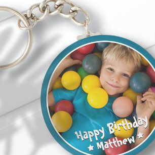 Happy Birthday Modern Simple Star Foto Sleutelhanger