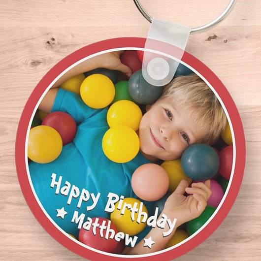 Happy Birthday Modern Simple Star Foto Sleutelhanger