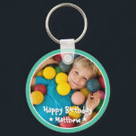 Happy Birthday Modern Simple Star Foto Sleutelhanger<br><div class="desc">Dit eenvoudige en moderne ontwerp is samengesteld uit serif typografie en voegt een douanefoto toe.</div>