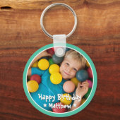 Happy Birthday Modern Simple Star Foto Sleutelhanger (Voorkant)