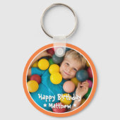 Happy Birthday Modern Simple Star Foto Sleutelhanger (Voorkant)