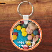 Happy Birthday Modern Simple Star Foto Sleutelhanger (Voorkant)