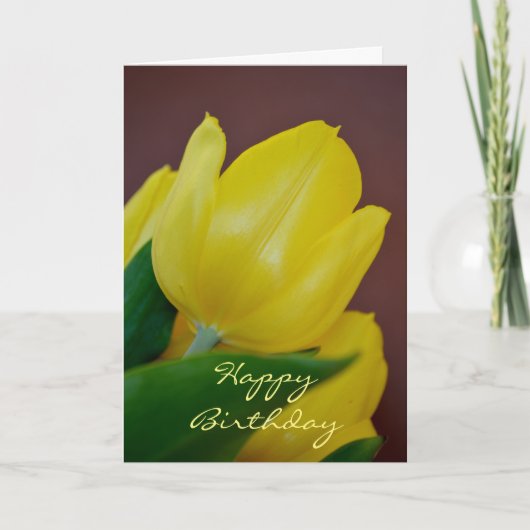 Happy Birthday Modern Yellow Tulip Flower Kaart (Voorkant)