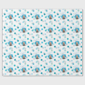 HAPPY BIRTHDAY moderne foto confetti spots blauw Cadeaupapier (Vlak)