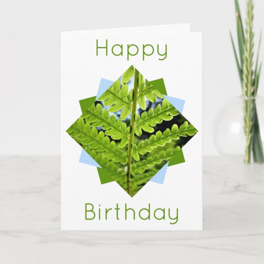 "Happy Birthday" Moderne Geometric Fern Kaart (Voorkant)