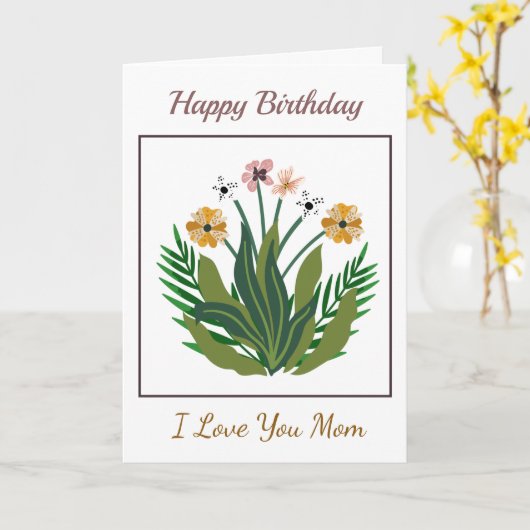 Happy Birthday Moeder Bloemen Waterverf Custom Kaart (Gele Bloem)