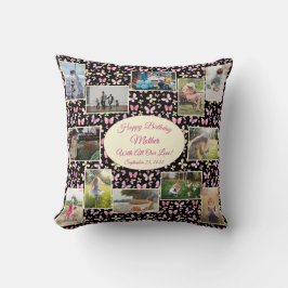 Happy Birthday Moeder Familie Foto Collage Templat Kussen