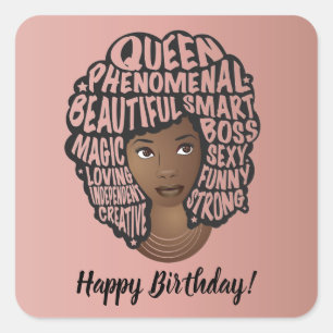 Happy Birthday, moedige vrouwen, roze Vierkante Sticker