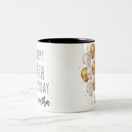 Happy Birthday mok, Aangepaste verjaardagscadeau v Tweekleurige Koffiemok (Center)