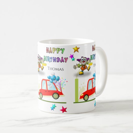 Happy Birthday Mok Clown Car (Voorkant rechts)