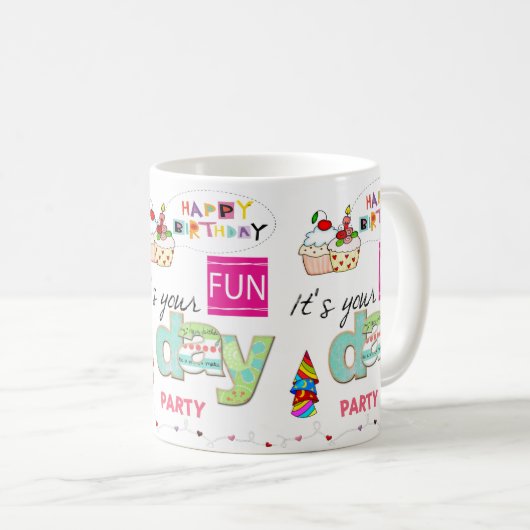 Happy Birthday Mok FUN Cupcake (Voorkant rechts)