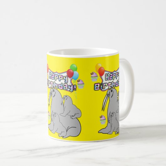 Happy Birthday Mok Gray Seal Balloons (Voorkant rechts)