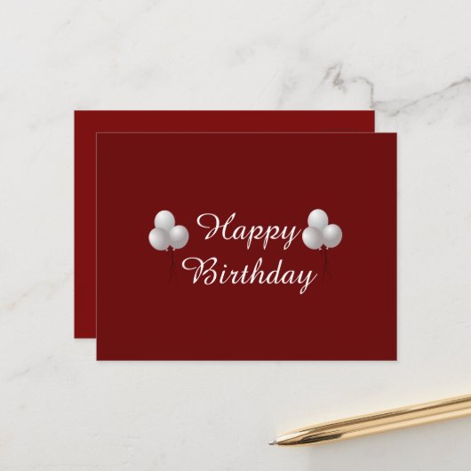 Happy Birthday Mok met ballonnen Briefkaart (Voorkant / Achterkant in situ)