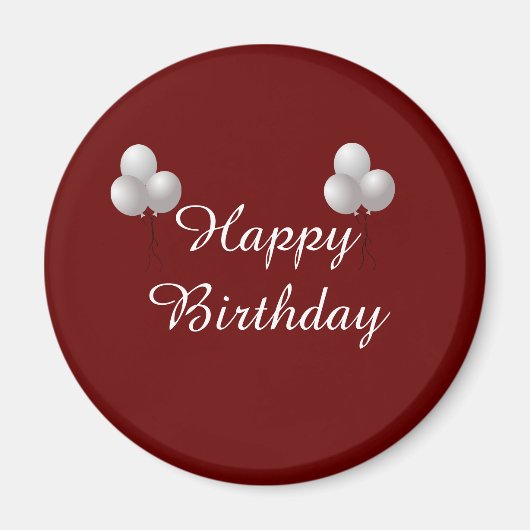 Happy Birthday Mok met ballonnen Magneet (Voorkant)