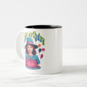 Happy Birthday Mok ontwerp voor meisjes (Voorkant links)