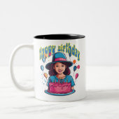 Happy Birthday Mok ontwerp voor meisjes (Links)
