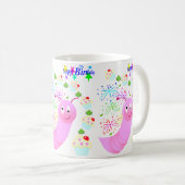 Happy Birthday Mok Roze Worm Confetti (Voorkant rechts)