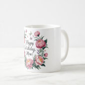 Happy Birthday Mom Bloemenontwerp Koffiemok (Voorkant rechts)