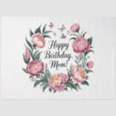 Happy Birthday Mom Bloemenontwerp Tissuepapier (Voorkant)