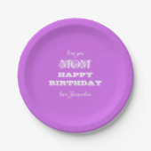 Happy Birthday Mom Chic Script Elegant Violet Papieren Bordje (Voorkant)