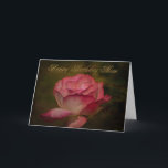 Happy Birthday Mom Greeting Card Kaart<br><div class="desc">A Digitalbcon Images Design featuring a textured rose with gold lettering text "Happy Birthday Mom" en comes with a customizable Birthday wish for mom on her birthday. This image is derived from a foto van Blair Wainman aka Digitalbcon Images Design and is one of the texture d rose images featured...</div>