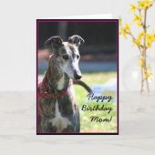 Happy Birthday Mom Greyhound wenskaart Kaart (Gele Bloem)