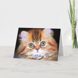 Happy Birthday Mom Kitten wenskaart Kaart