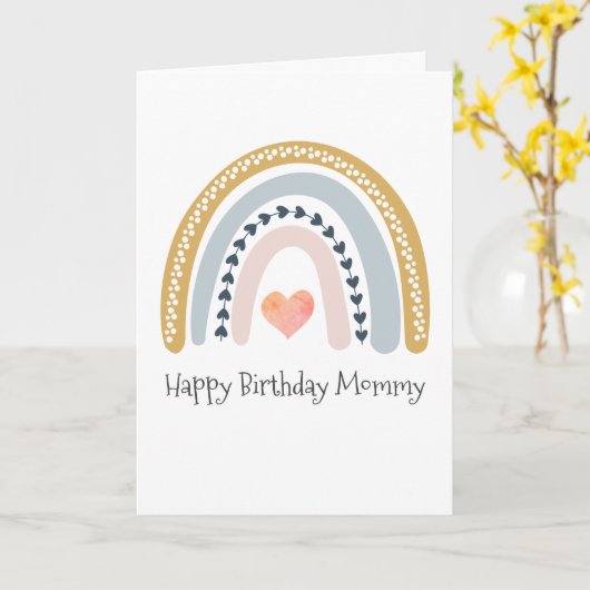 Happy Birthday Mommy Watercolor Boho Rainbow Kaart (Gele Bloem)