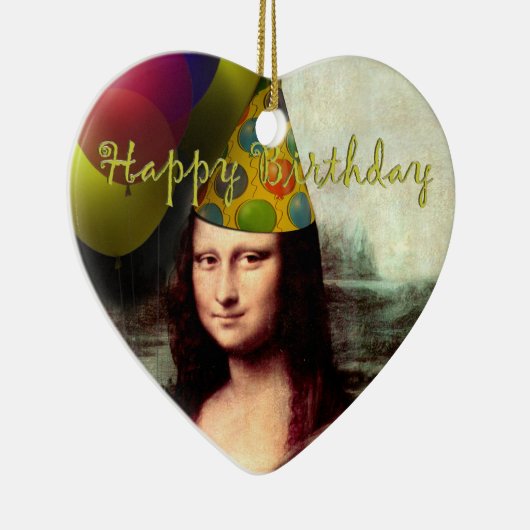 Happy Birthday Mona Lisa Keramisch Ornament (Rechts)