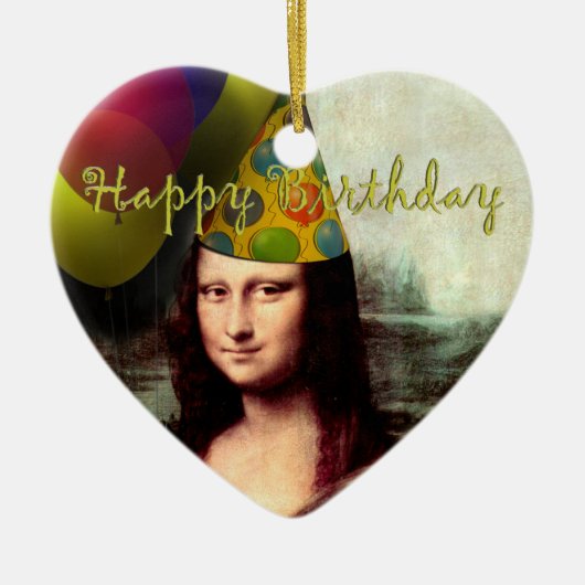 Happy Birthday Mona Lisa Keramisch Ornament (Voorkant)